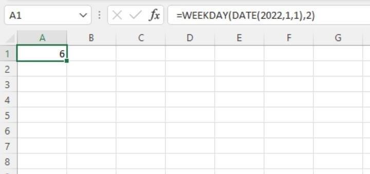 Excel date functions - WEEKDAY