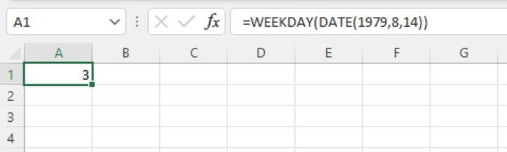 Excel date functions - WEEKDAY