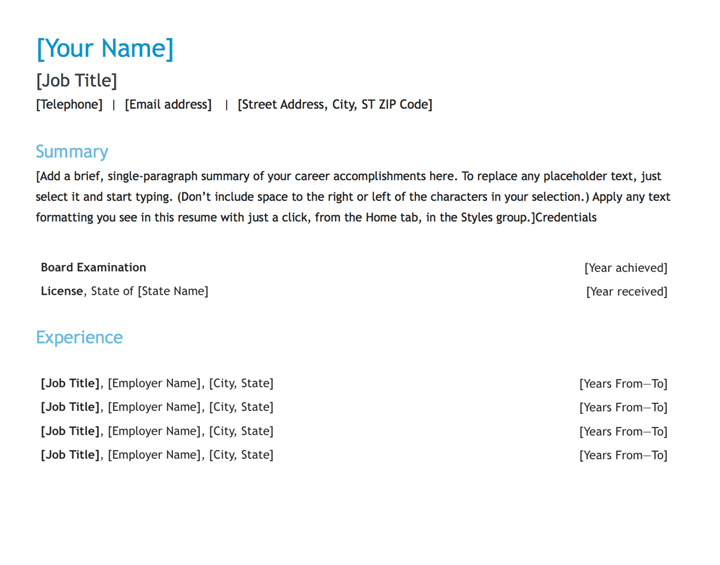 word resume templates (chronological resume template)