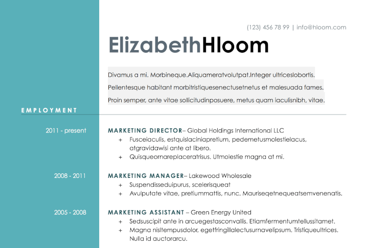 word resume templates - colorful resume template