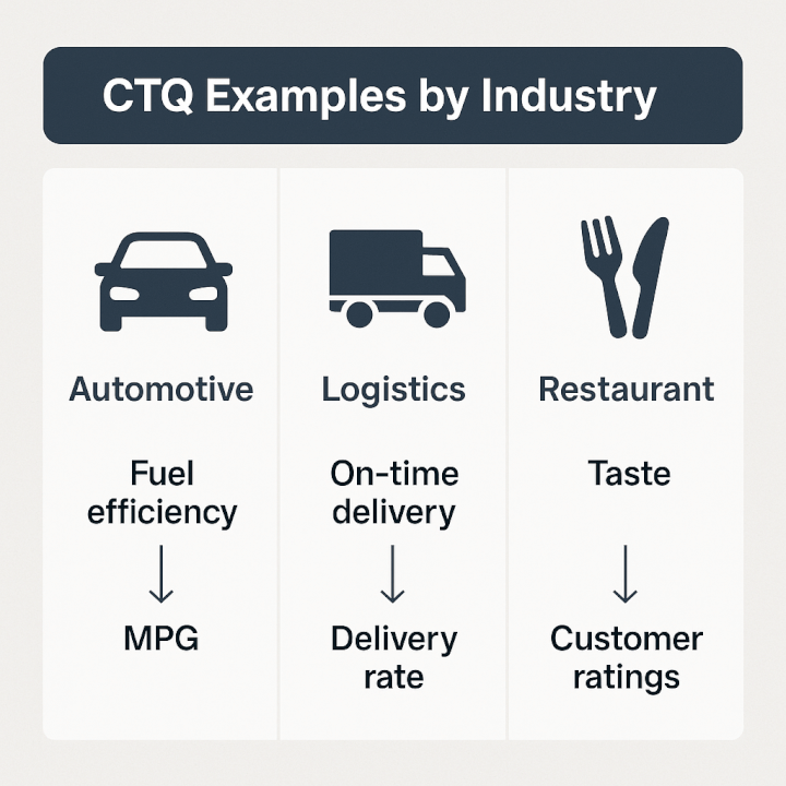 CTQ examples by industry