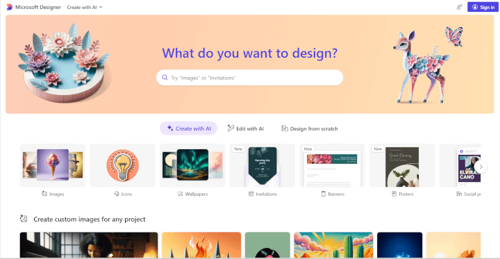 microsoft designer homepage