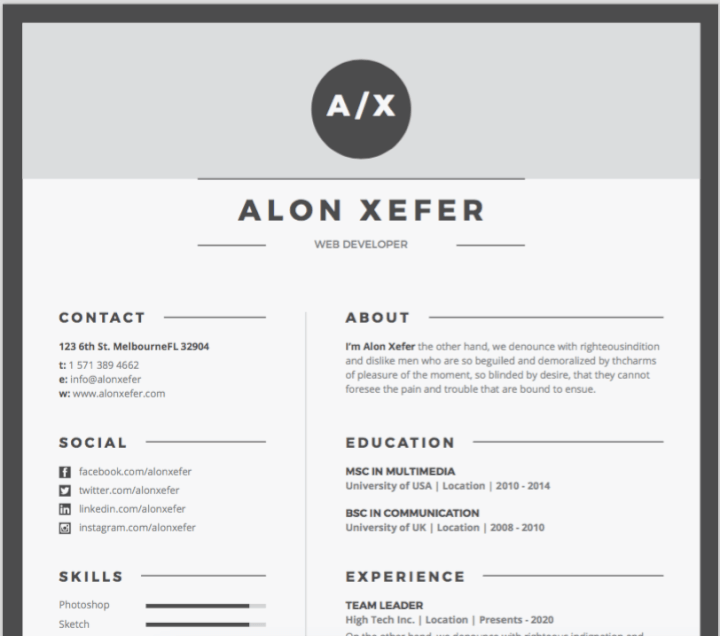 word resume templates - modern resume template