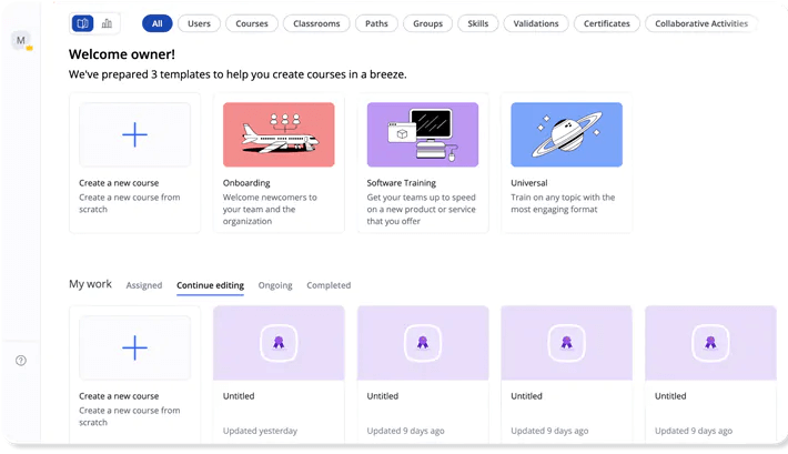 360learning dashboard